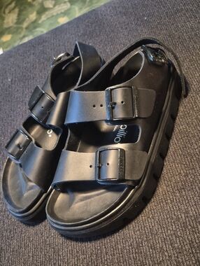 Papillio Black Double-Buckle Sandals